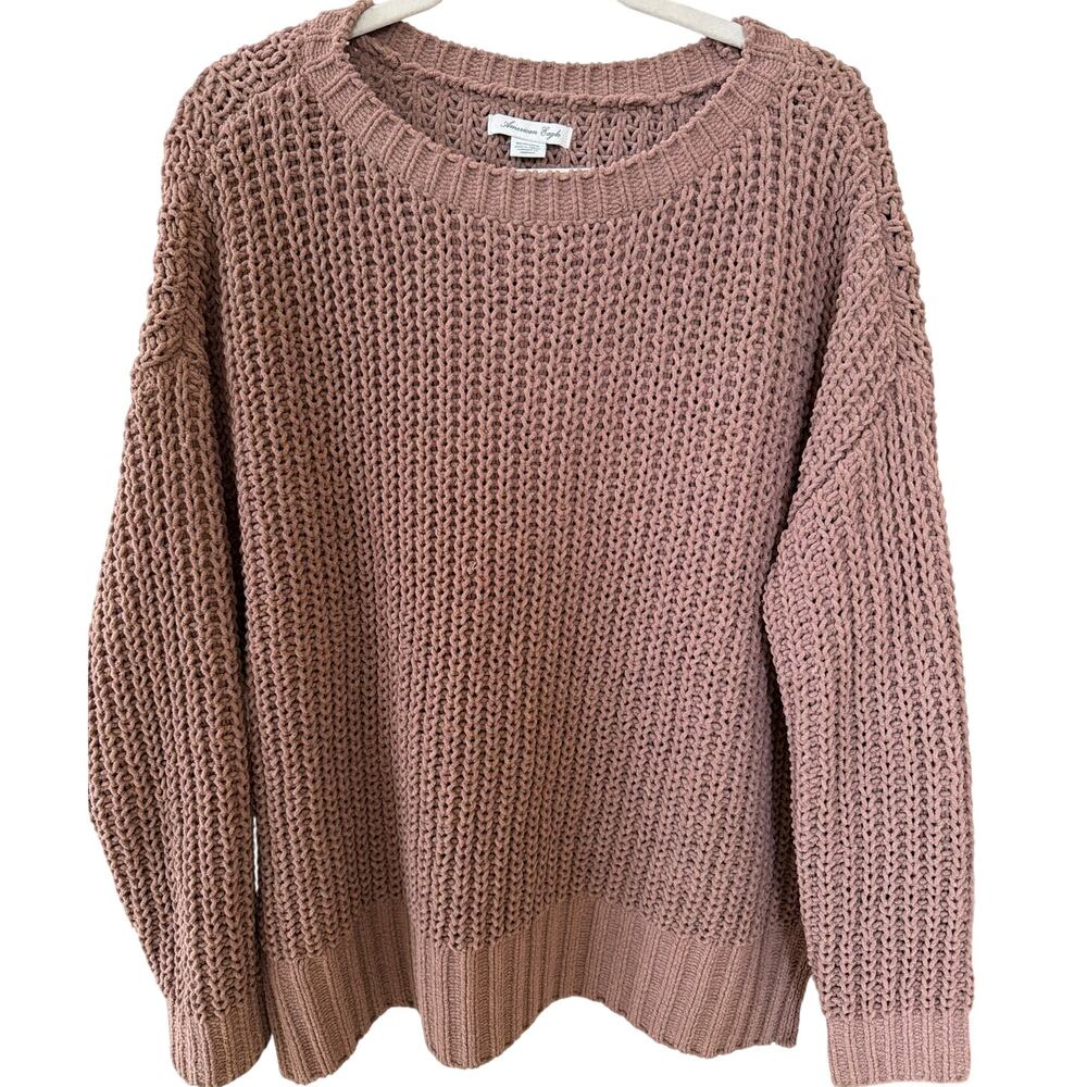 American Eagle Chunky Knit Women's Sweater Size XS Brown Soft Crewneck Pullover